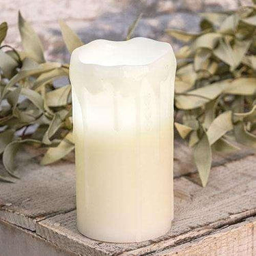 White Drip Pillar Candle, 3